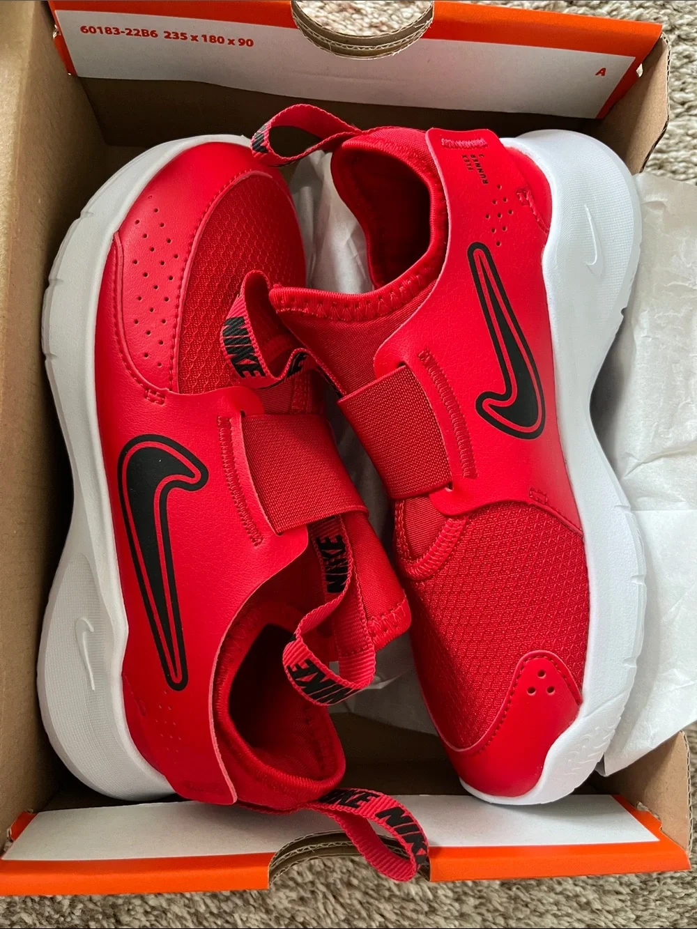 Nike Kids Red Black Flex Runner 3 Size 13 youth Slip-On Sneakers New NIB